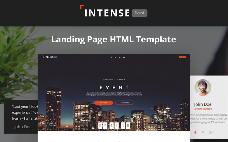 Intense - Event Planner HTML5 Landing Page Template