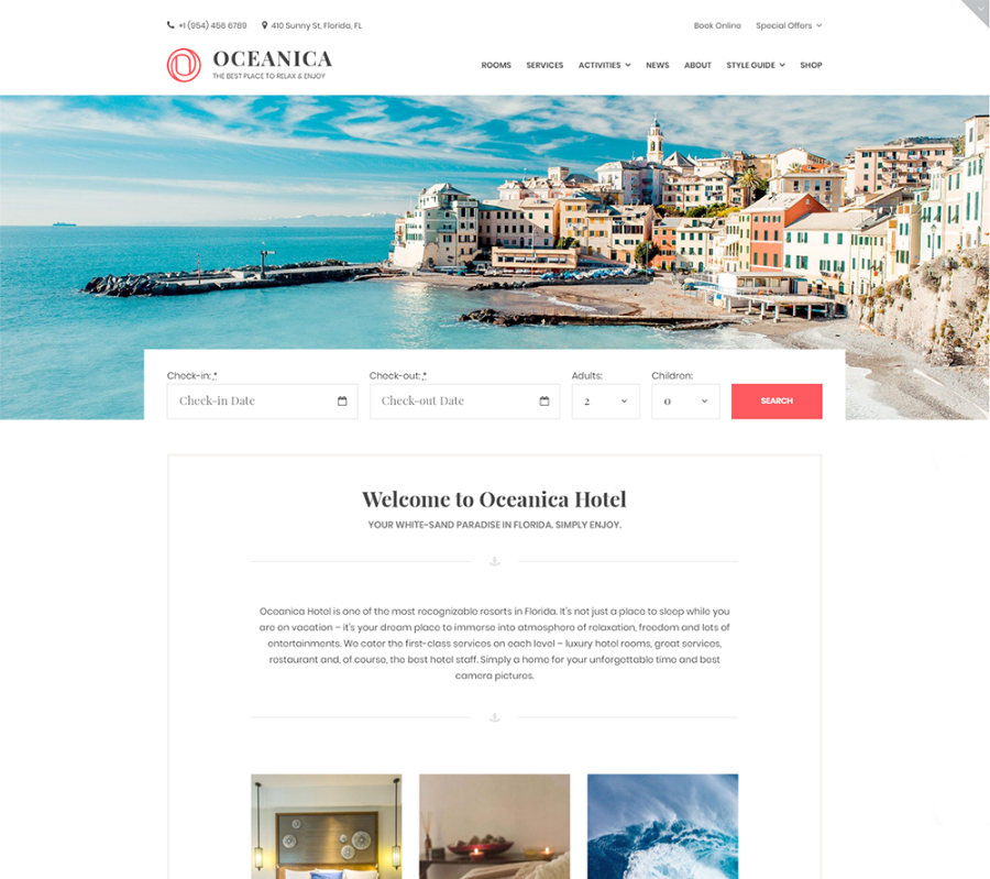 Oceanica - Hotel Booking WordPress Theme