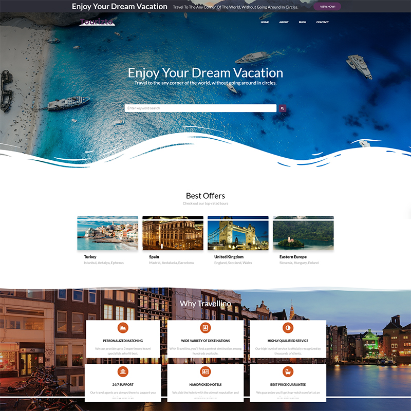 Tourizto lite - Travel Company Elementor WordPress Theme