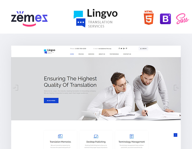 Lingvo - Translation Agency Landing Page Template